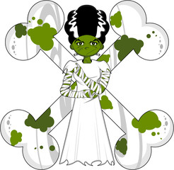 Cartoon Halloween Frankensteins Bride
