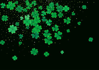 St. Patrick's Day background template with falling clover leaves