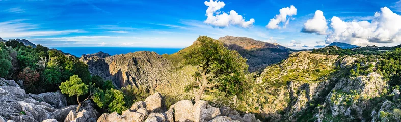 Gordijnen Spanien Mallorca Berge Panorama Landschaft Gebirge Serra de Tramuntana  © vulcanus