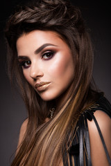 Fototapeta premium Beautiful woman with professional make up and hairstyle