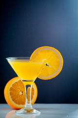 Orange juice and slices of orange fruit