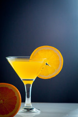 Orange juice and slices of orange fruit