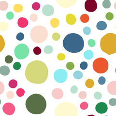 Seamless pattern with hand drawn colorful scattered confetti spots.