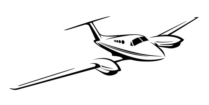 Small Private Twin Engine Airplane  Vector Illustration