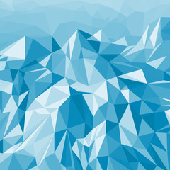 Abstract mountain landscape background of multicolor blue triangles. Polygonal pattern for your design.
