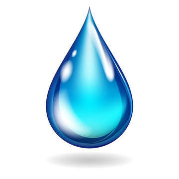 Isolated clean water blue drop, illustration.