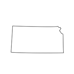 U.S. state Kansas black map on white background.