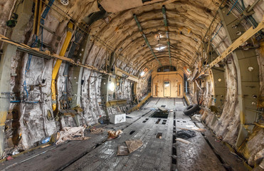 Destroyed and littered the cargo Bay of a large transport aircraft