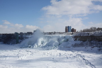 During the frigid temperatures in the winter of 2014/15 thick accumulation of ice formed in the Niagara gorge and as far as an eye could see causing a spectacular winter view

