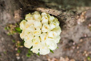 Wedding bouquet of white roses