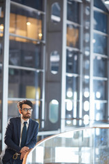 Fototapeta premium Businessman thinking of new project or partnership