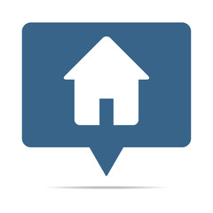 Blaue Sprechblase mit Haus - Wohnungssuche