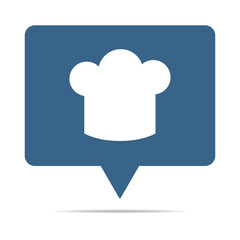 Blaue Sprechblase mit Kochmütze - Restaurant
