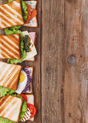 Six sandwiches with different ingredients