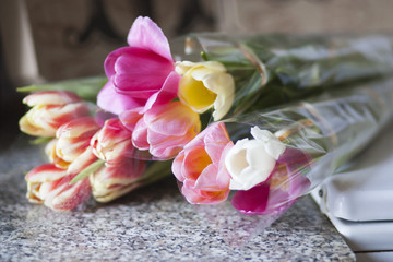 Nice tulips on the table