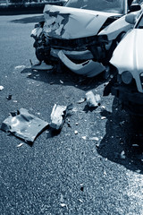car accident on a city street.