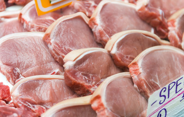 Fresh Meat Section On Retail Supermarket