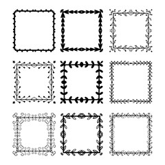 Hand drawn floral square frames for the page decoration.