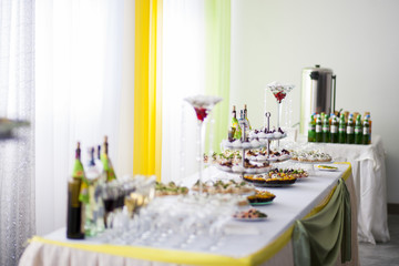 Buffet table of snacks