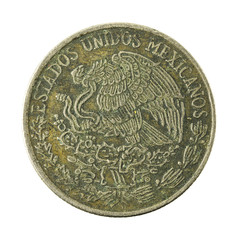 50 mexican peso coin (1981) reverse isolated on white background