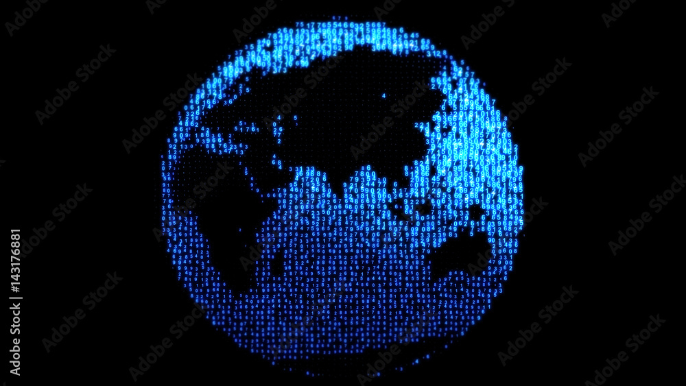 Aufkleber global network world. the concept of the internet all over the world. earth from the digital code