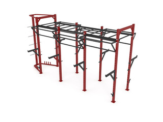 3d illustration of a red horizontal bar for street workouts on a white background.