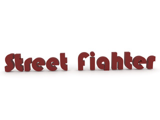 3d illustration of a red inscription street fighter on a white background.