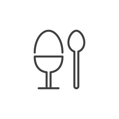 Breakfast egg and spoon line icon, outline vector sign, linear style pictogram isolated on white. Symbol, logo illustration. Editable stroke. Pixel perfect