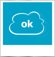 ok word business concept, photo frame isolated on white