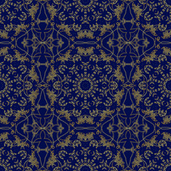 Vector illustration. Seamless pattern of mandalas. blue