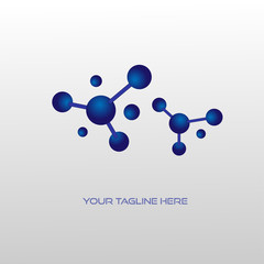 Blue molecule logo design