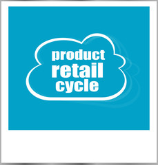 product retail cycle words business concept, photo frame isolated on white