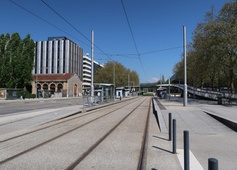 Fototapeta na wymiar Voie de tram