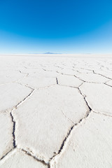 Wide angle view of the world famous Uyuni Salt Flat, among the most important travel destination in...