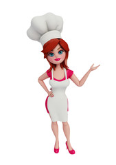 3d chef with presentation pose.