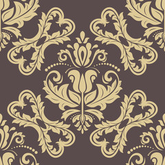 Damask classic golden pattern. Seamless abstract background with repeating elements