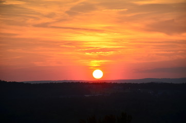 Beautiful Sunset at Wedding in old Apple Orchard