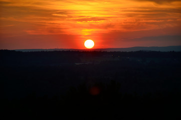 Beautiful Sunset at Wedding in old Apple Orchard