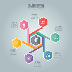 Infographic business concept with 6 options.