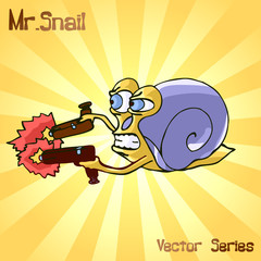 Mr. Snail with gun. vector illustration 