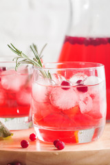 Fototapeta na wymiar Refreshing drink with cranberries