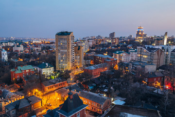 Fototapeta premium Evening Voronezh cityscape from rooftop