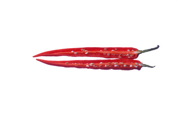 Red chili or chilli cayenne pepper isolated on white background.
