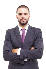 Portrait of a serious businessman, isolated on white background