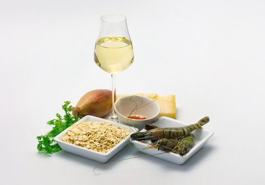 Risotto aus Buchweizennudeln mit Garnelen und Pamesan
