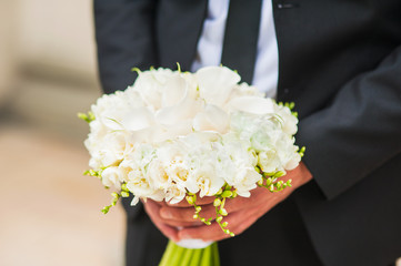 Wedding bouquet of lilies