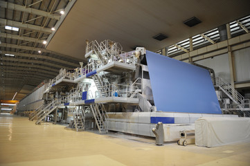 Paper mill machine in the workshop