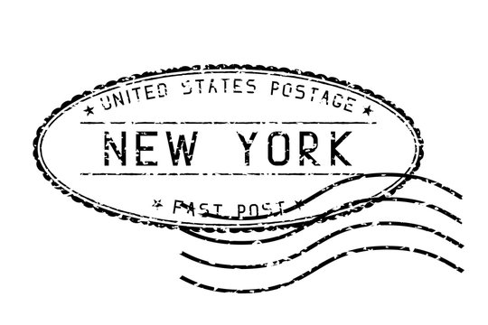 Black faded mail stamp. New York post