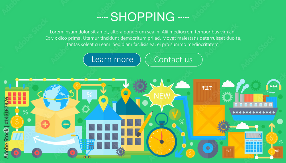 Poster shopping online and e-commerce shopping concept. online e commerce infographics template design, web
