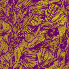 Vector seamless wave doodle hand drawn pattern. 